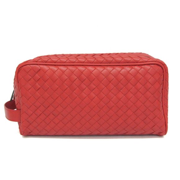 BOTTEGA VENETA Red Leather Intrecciato Pouch - Picture 1 of 13